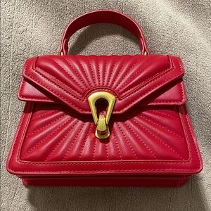 Women’s Red Top Handle Mini Crossbody Handbag Contemporary Classic Feminine